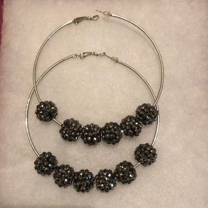 Black Crystal Ball Earrings